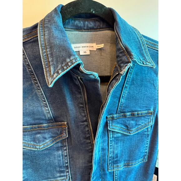 $199 Good American Dark Blue Denim Jumpsuit XS NWT - Picture 3 of 5